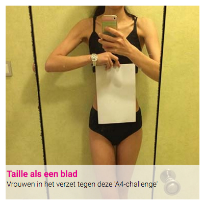 Taille als een blad : Vrouwen in het verzet tegen deze "A4-challenge"