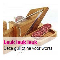 Leuk leuk leuk : Deze guillotine voor worst