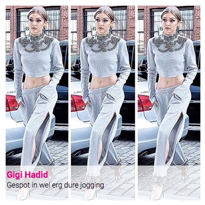 Gigi Hadid : Gespot in wel erg dure jogging